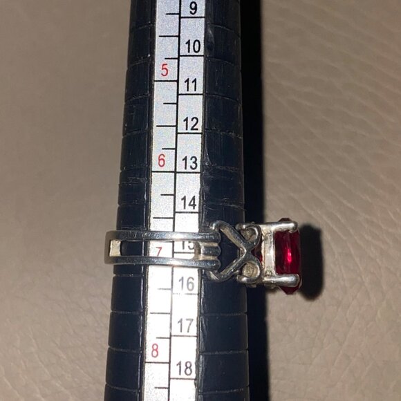 Red Ruby Gemstone Ring 3 carat Sterling Silver Oval Size 925 Lab Synthetic 38mm - Picture 3 of 14